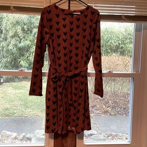 ModCloth heart corduroy dress with tie belt.